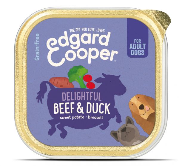 Edgard & cooper rund / eend kuipje graanvrij hondenvoer