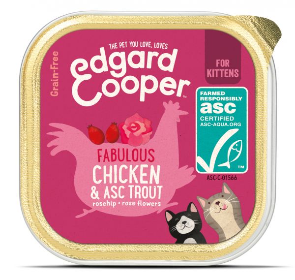 Edgard & cooper kitten kip / forel graanvrij kattenvoer