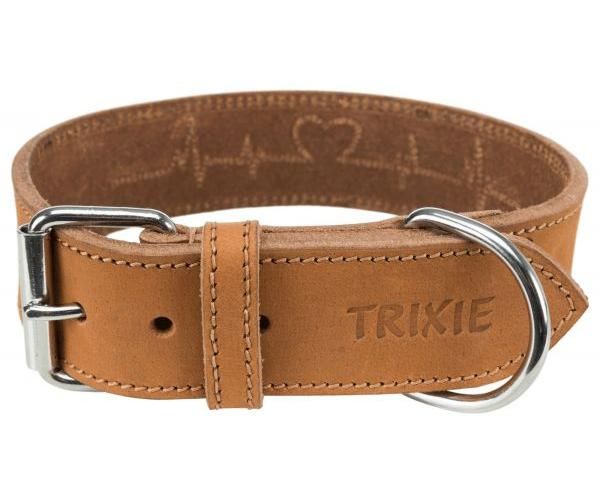 Trixie halsband voor hond  rustic vetleer heartbeat bruin