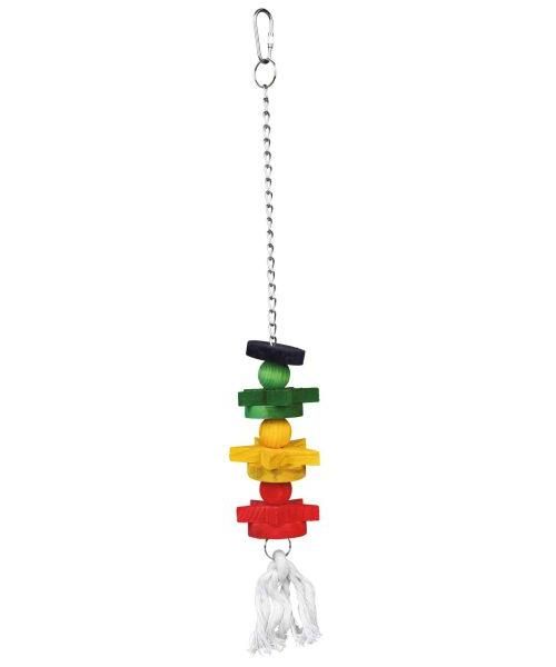 Trixie vogelspeelgoed aan ketting met touw / hout meerkleurig