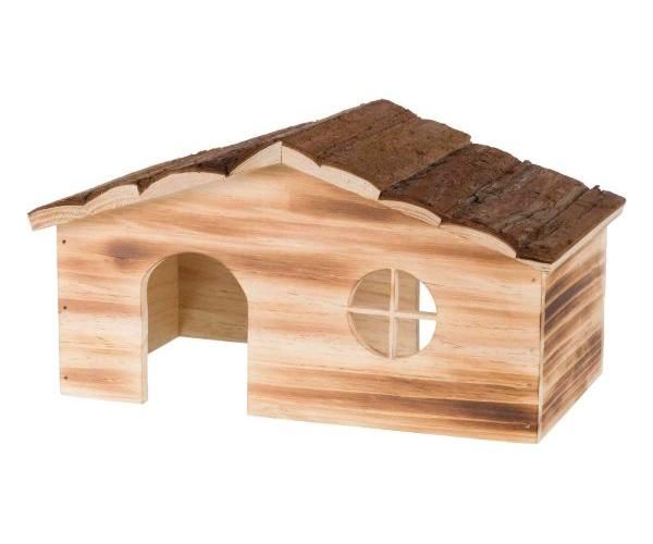 Trixie huis ragna 2 uitgangen cavia schorshout gevlamd
