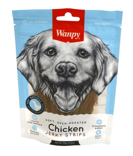 Wanpy Soft Ovenroasted Chicken Jerky Strips slechts € 3,79 voor 100 Gr.