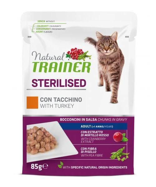 Natural trainer cat sterilised turkey pouch kattenvoer