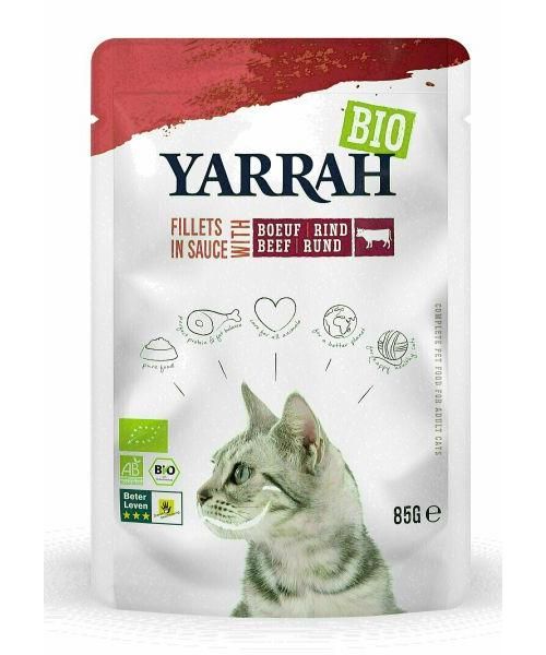 Yarrah cat biologische filets met rund in saus kattenvoer