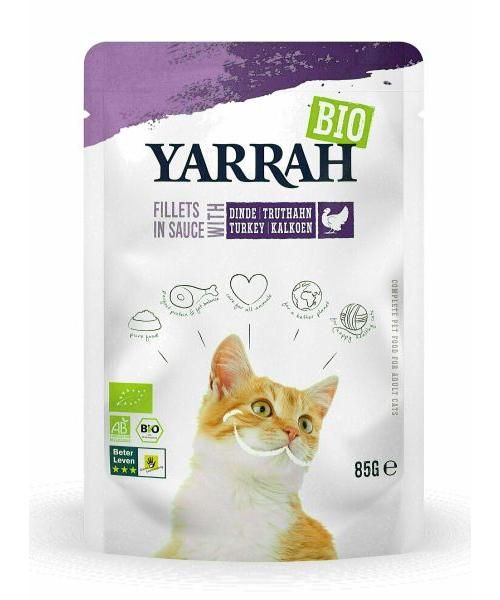 ethiek vluchtelingen Omgekeerde Yarrah Cat Biologische Filets Met Kalkoen In Saus Kattenvoer slechts €  21,70 voor 14x85 Gr.