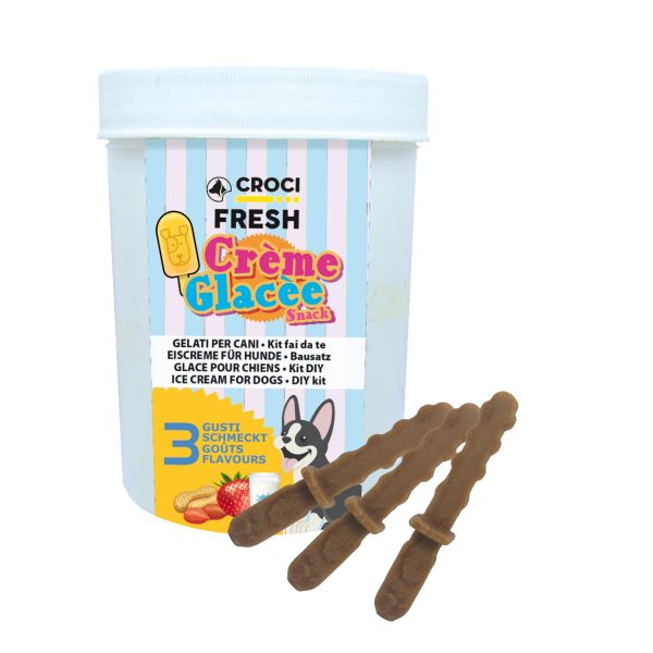 Croci fresh creme glacee ijsmix aardbei / pindakaas / melk hondensnack
