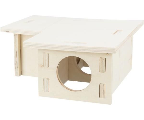 Trixie knaagdierhuis 3 kamers onbehandeld hout naturel