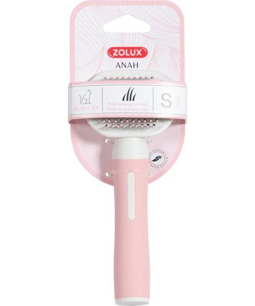 Zolux anah slickerborstel soft roze / wit