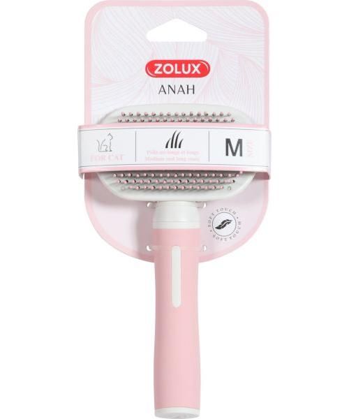 Zolux anah slickerborstel soft roze / wit