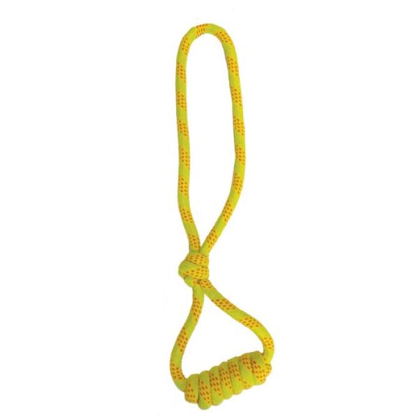 Happy pet knoop en spoel tugger flostouw geel / oranje