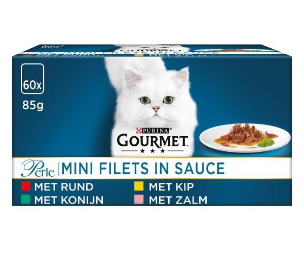 Gourmet perle mini filets in saus kip / konijn / rund / zalm kattenvoer