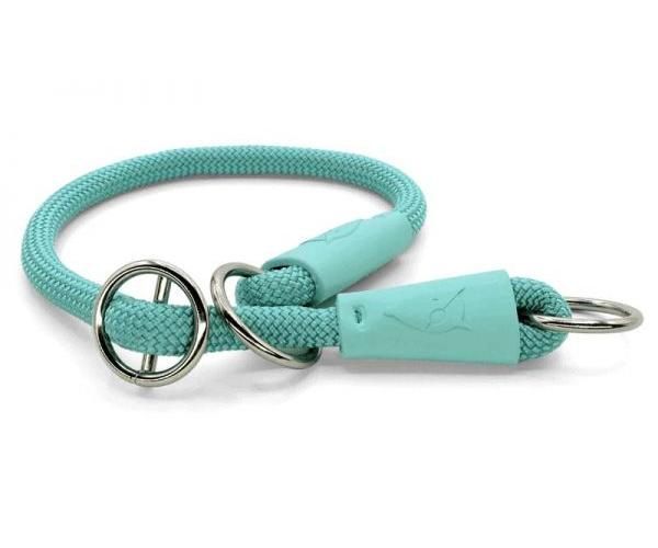 Morso half slip halsband voor hond  regular rope gerecycled aquamarine blauw