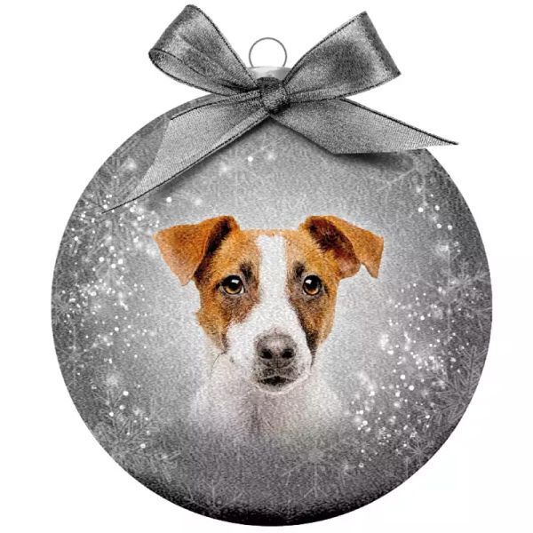 Plenty gifts kerstbal frosted jack russel zilver