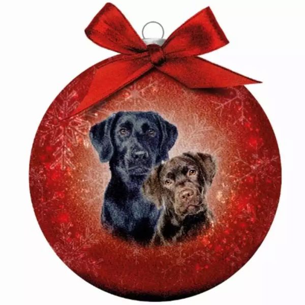 Plenty gifts kerstbal frosted labradors rood