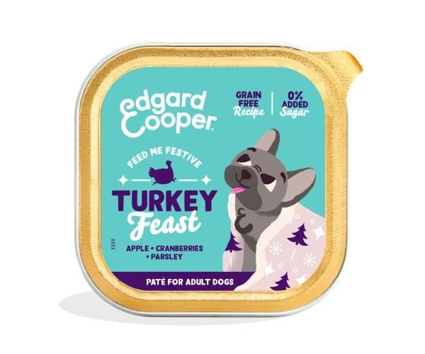 Edgard & cooper dog adult pate cup festive turkey