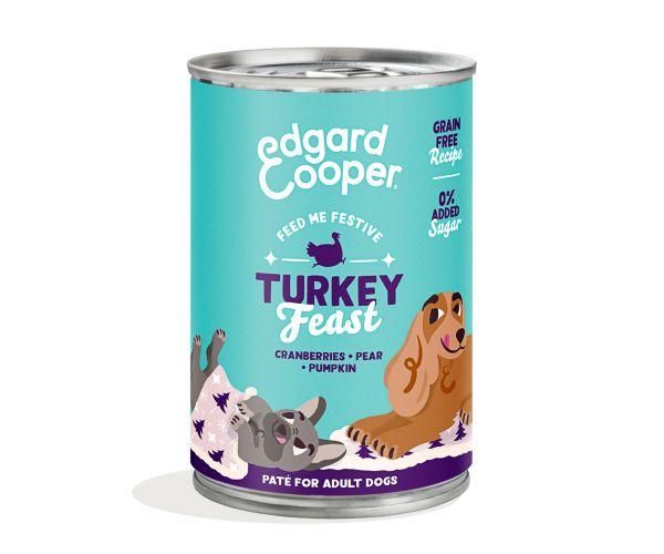 Edgard & cooper dog adult pate tin festive turkey