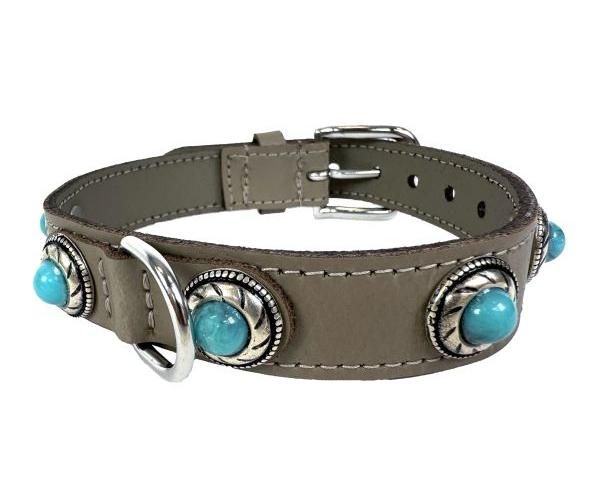 Sazzz halsband voor hond  adventure stone classic leer taupe