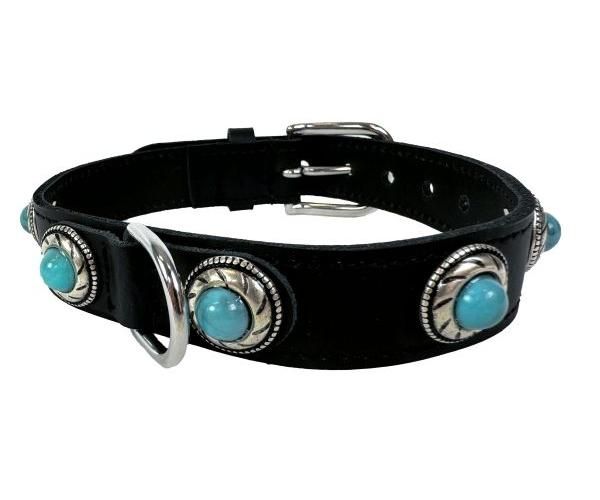 Sazzz halsband voor hond  adventure stone classic leer zwart