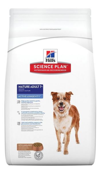 Hill's canine mature adult active longevity medium lam/rijst hondenvoer