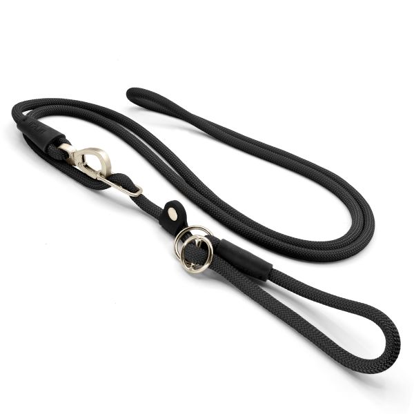 Morso riem retrieverlijn voor hond hands free soft rope gerecycled zwart