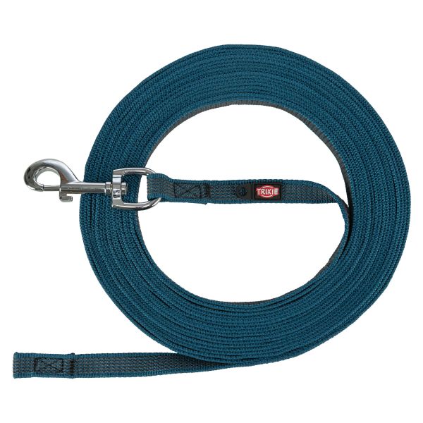 Trixie riem sleeplijn voor hond met rubber anti slip petrol blauw