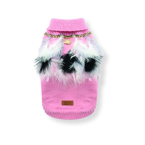 Croci Hondentrui Met Veren Roze / Wit