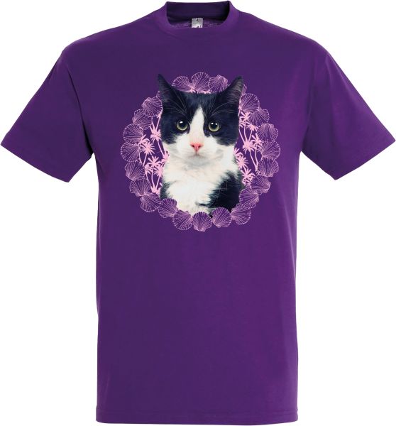 T-shirt kat zwart/wit paars