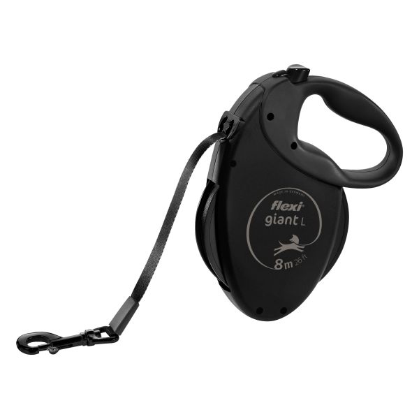 Flexi voor hond rollijn voor  giant tape black edition zwart