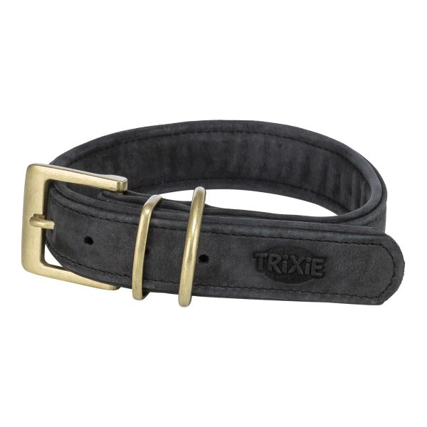 Trixie Halsband Voor Hond  Pure Leer Zwart