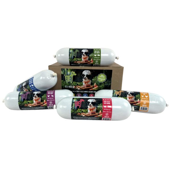 Freds Gestoomd Vers Vlees Worst Assorti Box Hondenvoer