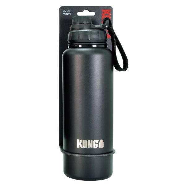 Kong duo drinker drinkfles rvs zwart