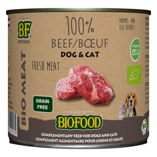 BIOFOOD ORGANIC KAT 100% RUND BLIK KATTENVOER