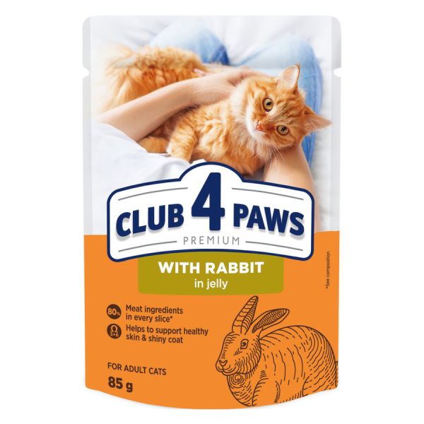 Club 4 paws premium adult rabbit in jelly pouch kattenvoer