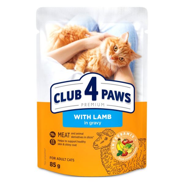 Club 4 paws premium adult lamb in gravy pouch kattenvoer