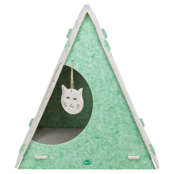 Trixie kattenmand speelbox lucy driehoekig vilt zand / groen