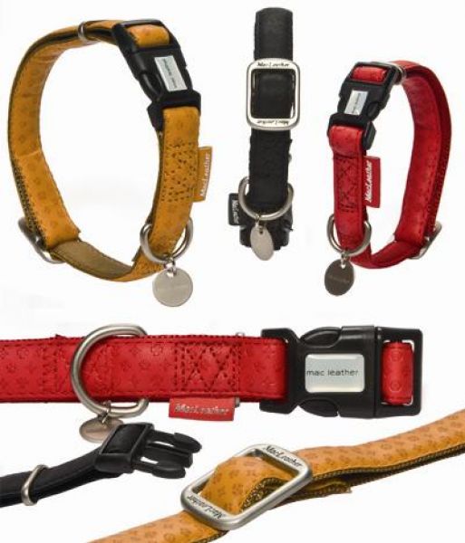 Macleather halsband voor hond rood