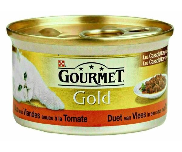 Gourmet gold cassolettes duet van vlees in saus met tomaten kattenvoer