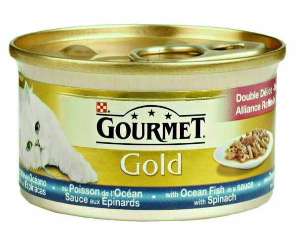 Gourmet gold luxe mix zeevis in saus met spinazie kattenvoer