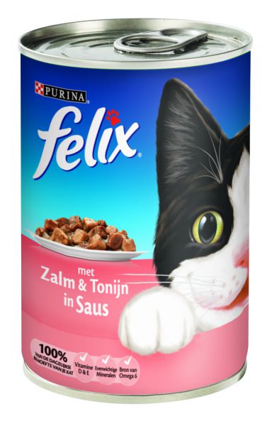 Felix blik brokjes zalm / tonijn in saus kattenvoer