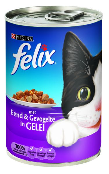 Felix blik stukjes eend / gevogelte in gelei kattenvoer