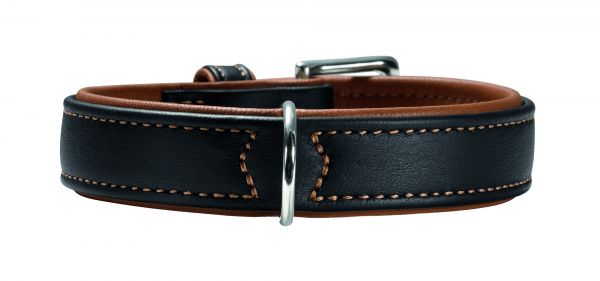 Hunter halsband voor hond canadian elandleer zwart/cognac