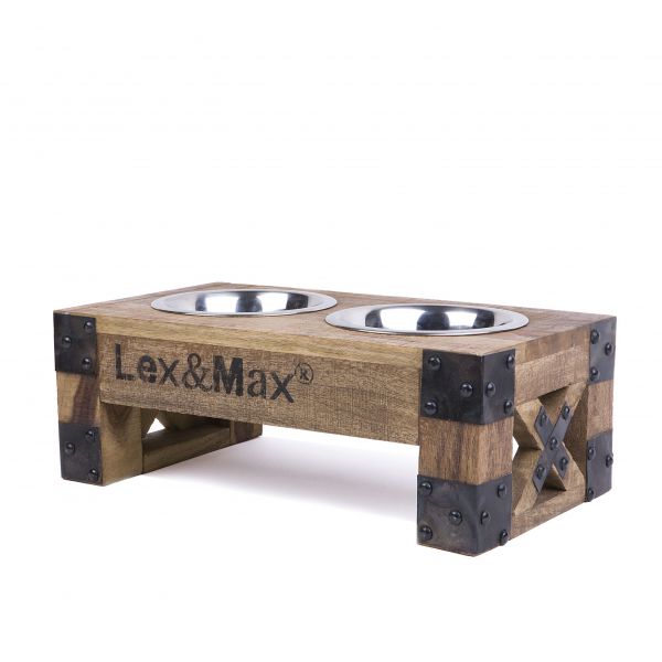 Lex & max feeder voerbakken standaard rvs bakken 17cm  hout