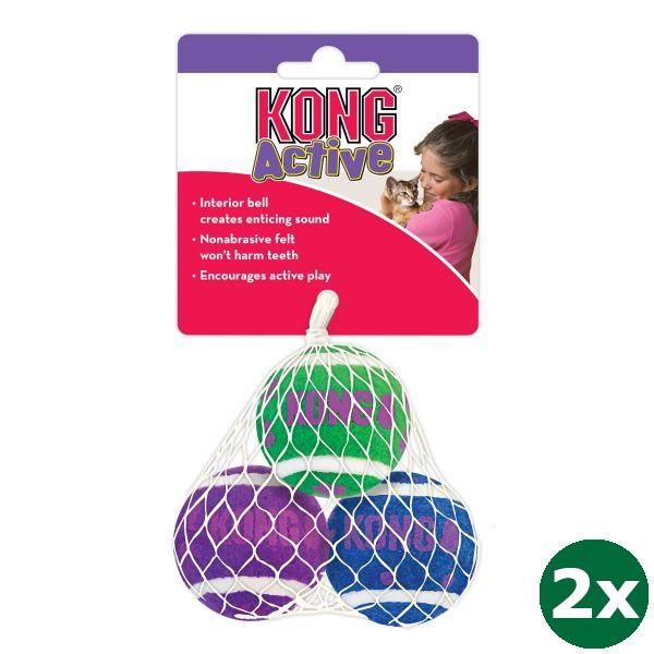 Kong kat tennisballen met bellen