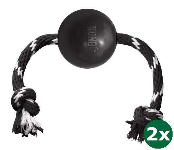 KONG Extreme Bal Met Touw Zwart / Wit