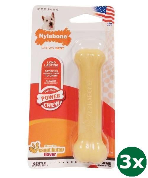 Nylabone dura chew pindakaas voor harde bijters hypoallergeen