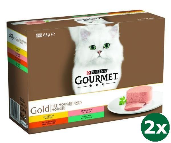 Gourmet gold 12-pack fijne mousse kattenvoer