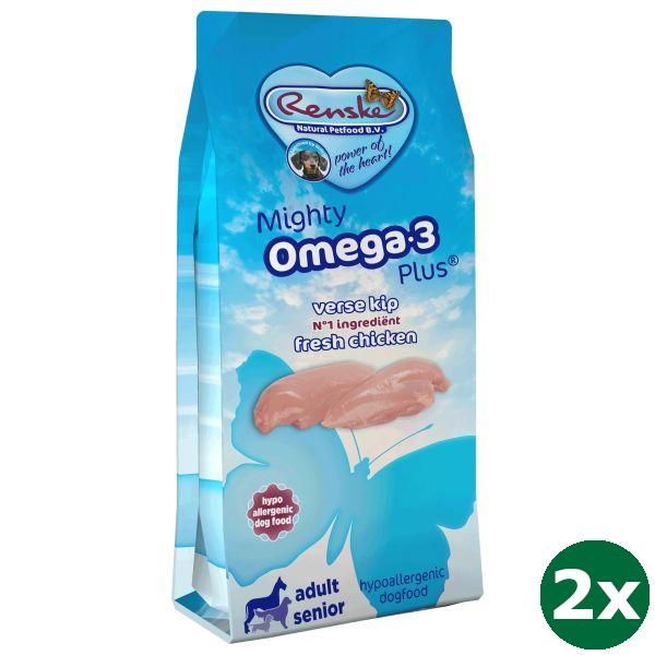 Renske mighty omega plus adult/senior kip/rijst hondenvoer