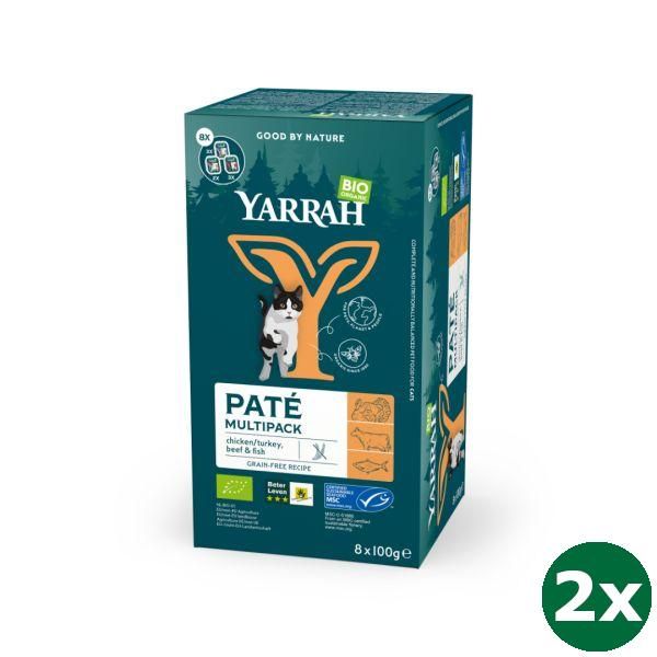Yarrah organic kat multipack pate zalm / kalkoen / rund kattenvoer
