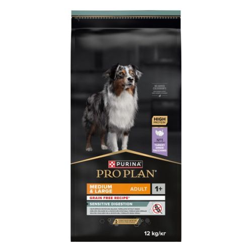 Pro Plan Grain Free Medium & Large Adult Sensitive Digestion Kalkoen Hondenvoer