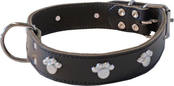 Halsband voor hond met poot donkerbruin